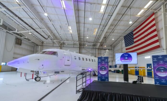 ARTEMIS II Bombardier Challenger 650 reconnaissance aircraft unveiled at Leidos ribbon cutting ceremony in Virginia