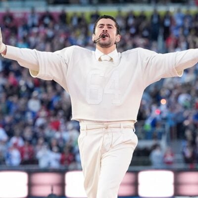 Bad Bunny accepts Emmy Award for Apple Music Super Bowl LX Halftime Show at the 2026 Creative Arts Emmy Awards