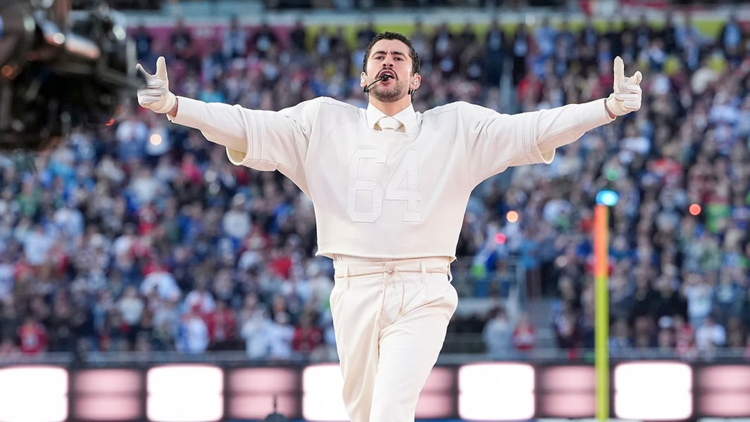 Bad Bunny accepts Emmy Award for Apple Music Super Bowl LX Halftime Show at the 2026 Creative Arts Emmy Awards