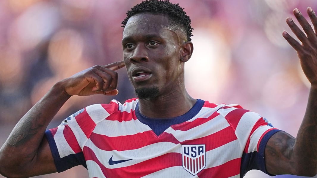 Folarin Balogun in USMNT action before his failed Everton Deadline Day medical
