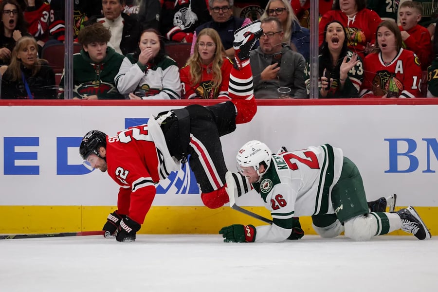 Chicago Blackhawks Minnesota Wild NHL preseason game action United Center 2026