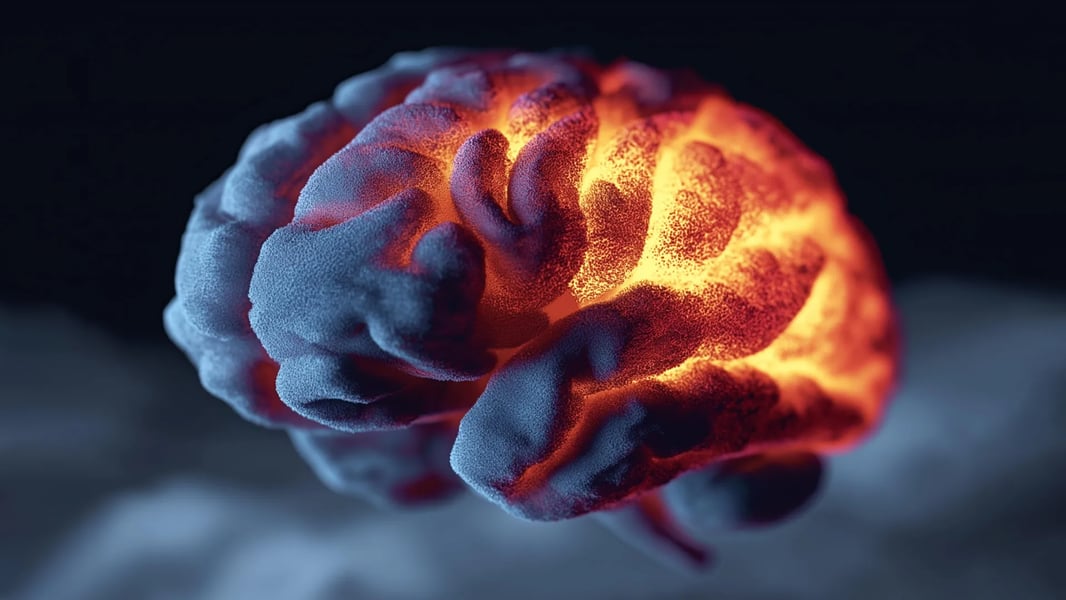 Neuroscience brain research image illustrating chronic pain pathways and inflammation