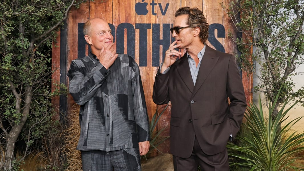 Matthew McConaughey and Woody Harrelson at the Brothers Apple TV+ premiere in Los Angeles, September 2026