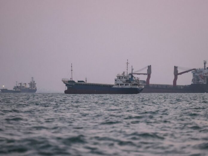 A cargo ship transiting the Strait of Hormuz amid the 2026 Iran-Israel war tanker conflict
