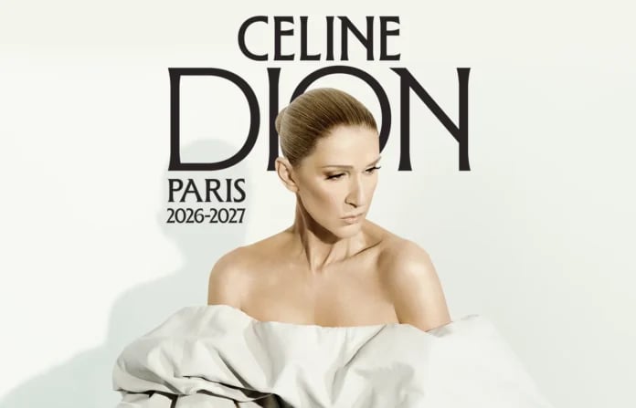 Celine Dion performing at Plenitude Arena in Paris for her 2026 comeback residency