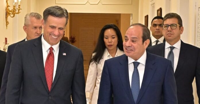 Egypt's President Abdel Fattah el-Sissi and CIA Director John Ratcliffe meet at Ittihadeya Palace in Cairo during Iran war diplomacy