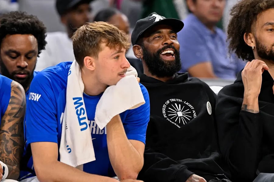 Cooper Flagg and Kyrie Irving at Dallas Mavericks training camp 2026