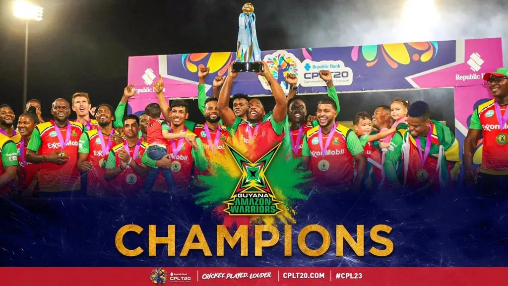 Antigua and Barbuda Falcons celebrate their maiden CPL 2026 title at Kensington Oval, Bridgetown