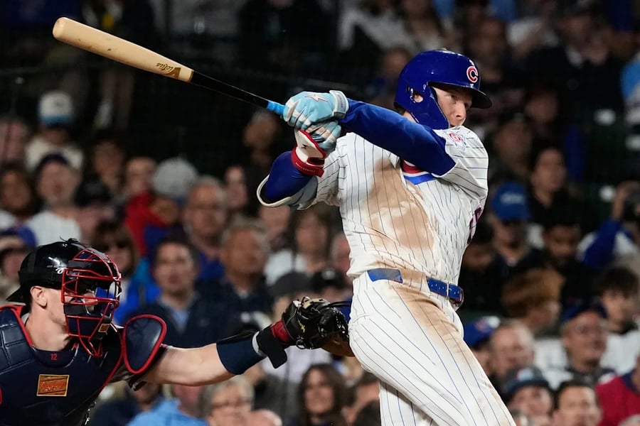 Pete Crow-Armstrong hitting his 42nd baseball home run to right-center field off AJ Smith-Shawver in the sixth inning