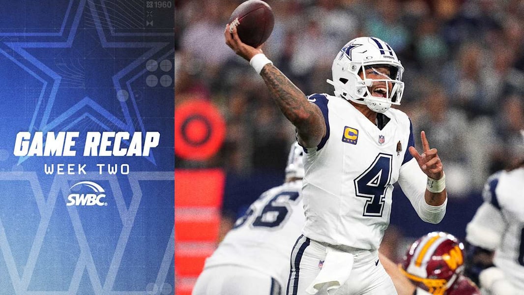 Dallas Cowboys celebrate their 37-20 NFL Week 2 victory over the Washington Commanders at AT&T Stadium