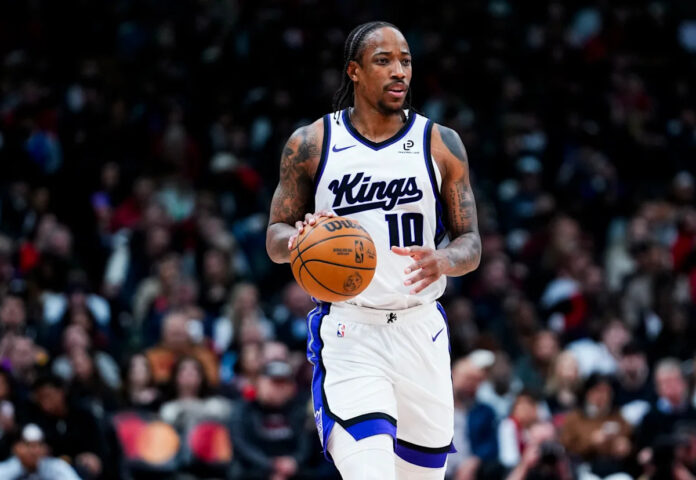 DeMar DeRozan in his new Denver Nuggets uniform after signing a veteran minimum deal