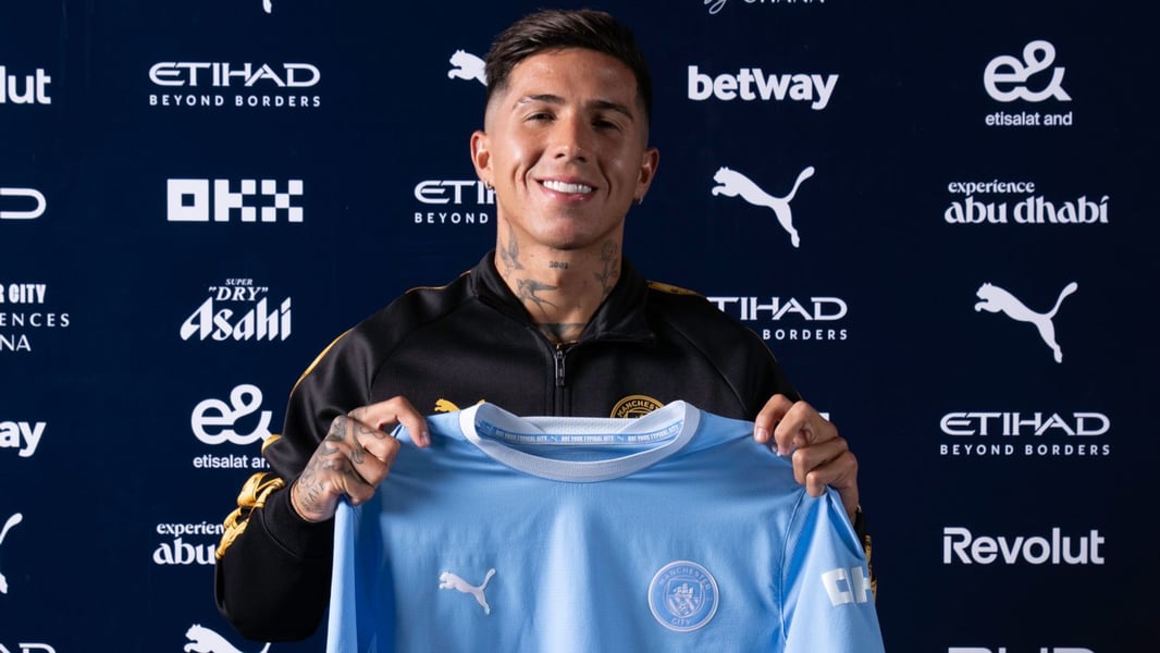 Enzo Fernández after joining Manchester City from Chelsea in a £125m British record deal