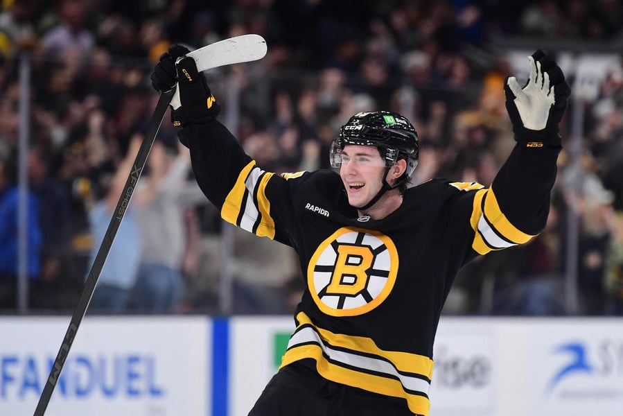 Fraser Minten on ice during Boston Bruins training camp ahead of the 2026-27 NHL season