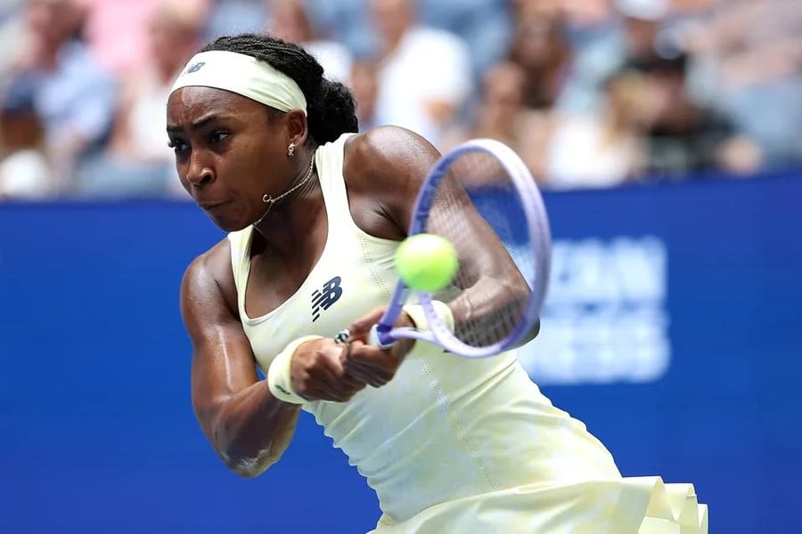 Coco Gauff and Elena Rybakina ahead of their US Open 2026 women's semifinal at Arthur Ashe Stadium
