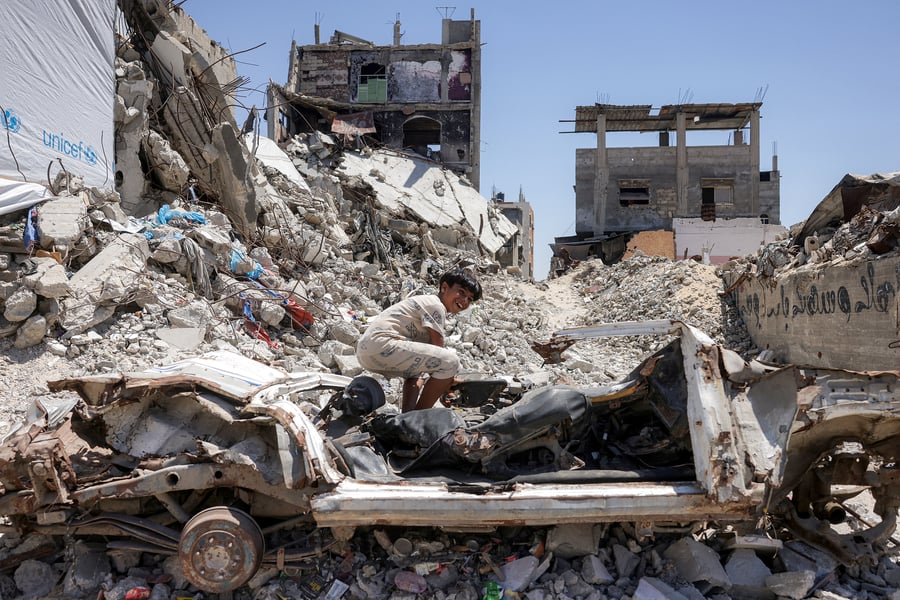 Destruction in Gaza following Israeli airstrikes on civilian infrastructure