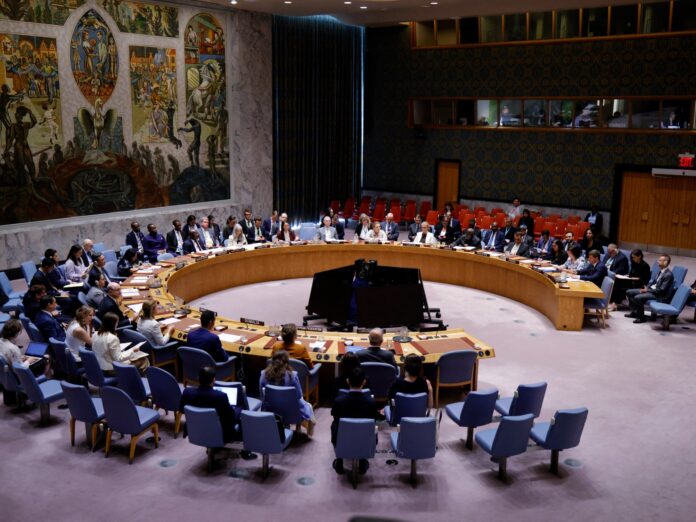 UN Security Council session on Iran ceasefire with Germany abstaining from France and UK resolution