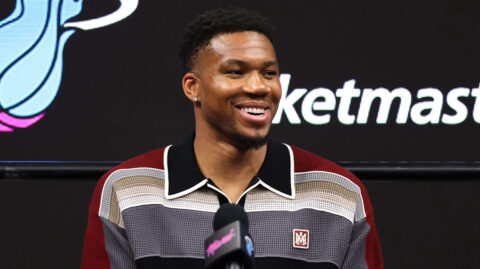 Giannis Antetokounmpo at Miami Heat unofficial minicamp ahead of 2026-27 training camp
