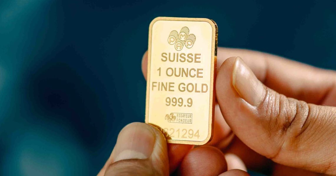 A retail gold bar sold at Costco, representing surging US consumer demand for physical gold