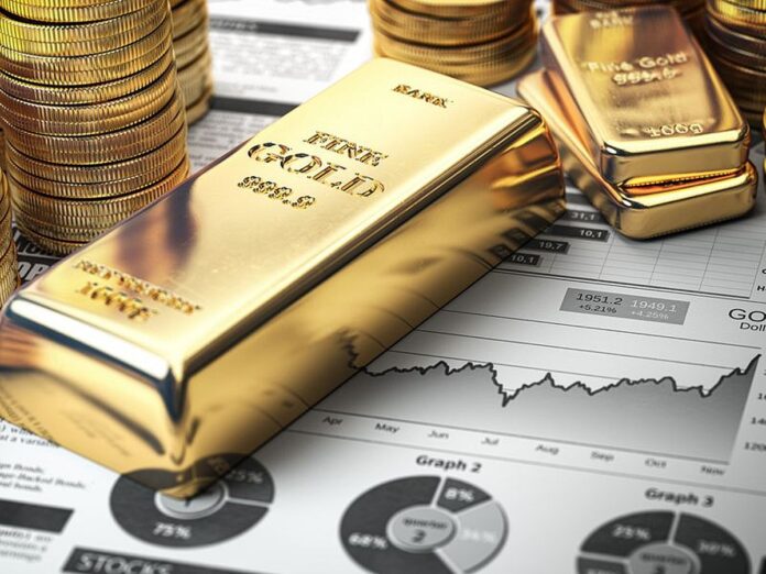 Gold bars gold coins and price chart showing UK gold rate on September 13 2026