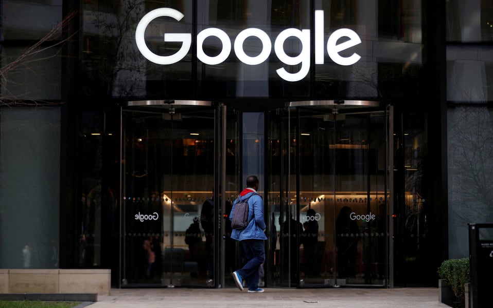 Google logo at headquarters amid ad-tech antitrust monopoly ruling