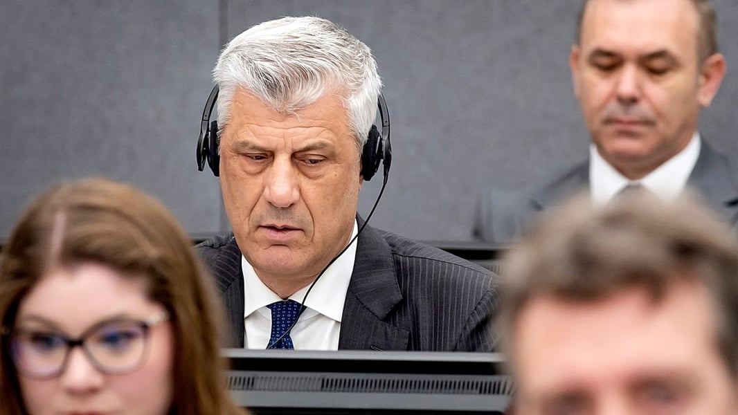 Kosovo Specialist Chambers court proceedings in The Hague during Hashim Thaçi war crimes trial