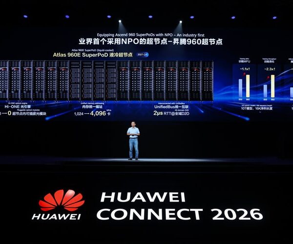 Huawei Atlas 960E SuperPoD AI computing cluster with 4096 Ascend chips unveiled at HUAWEI CONNECT 2026