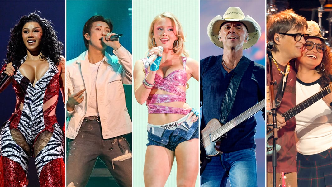 Performers on stage at the 2026 iHeartRadio Music Festival Night 1 at T-Mobile Arena in Las Vegas