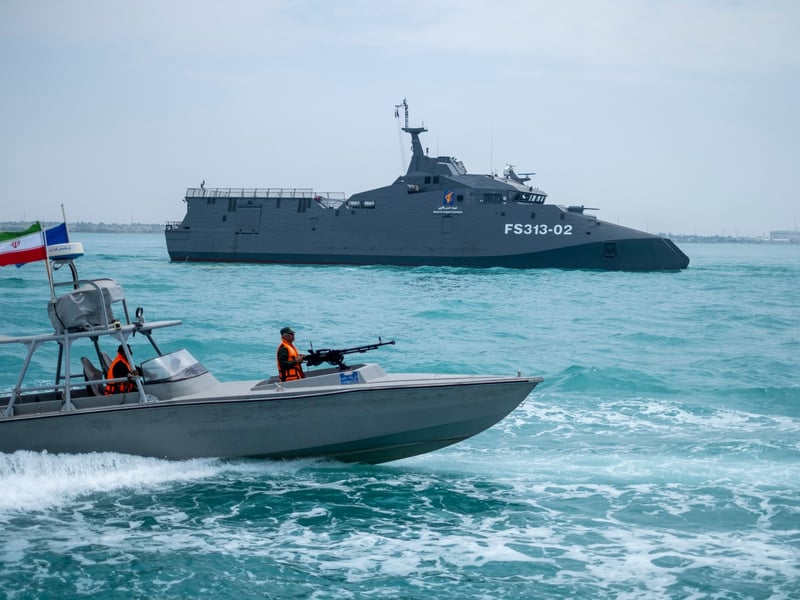 Iranian military forces during the 2026 Hormuz crisis as Iran escalates confrontation with the United States over the Strait of Hormuz