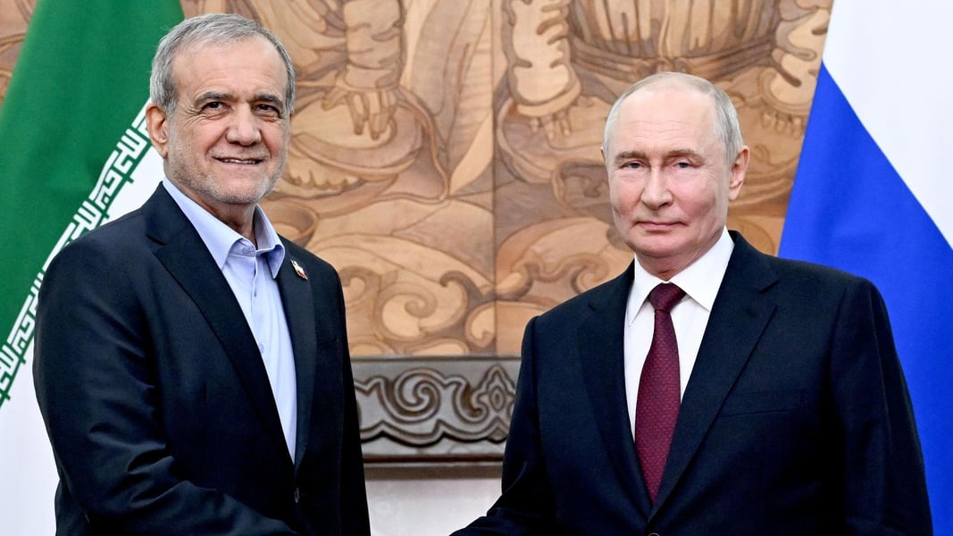 Iranian President Masoud Pezeshkian meets with Russian President Vladimir Putin at the SCO summit in Bishkek amid Iran nuclear denial controversy