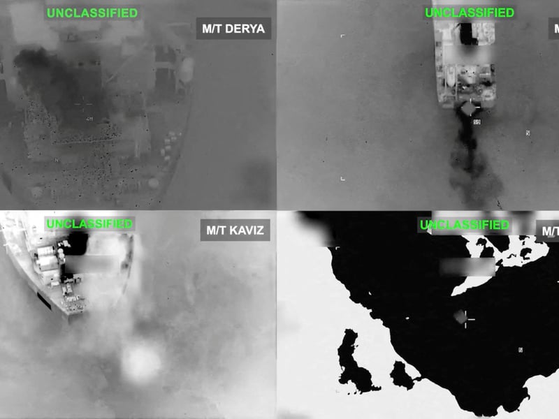 Iranian crude oil tankers struck by US Central Command in Gulf of Oman IRGC September 2026