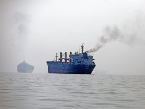 IRGC patrol vessels and oil tankers in the Strait of Hormuz as Iran strikes Togo-flagged tanker Trend