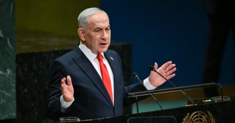 Israeli Prime Minister Netanyahu at the UN General Assembly rejecting Iran's ceasefire roadmap