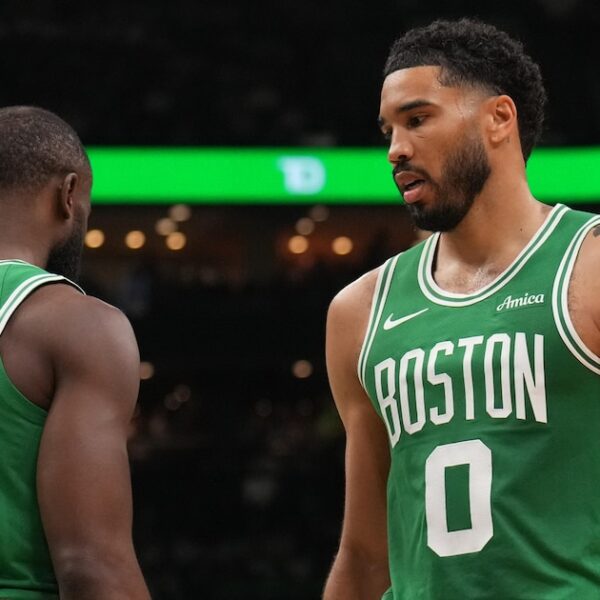 Jayson Tatum speaking on The Dan Patrick Show about his Achilles recovery and Jaylen Brown