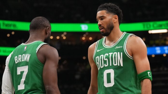 Jayson Tatum speaking on The Dan Patrick Show about his Achilles recovery and Jaylen Brown