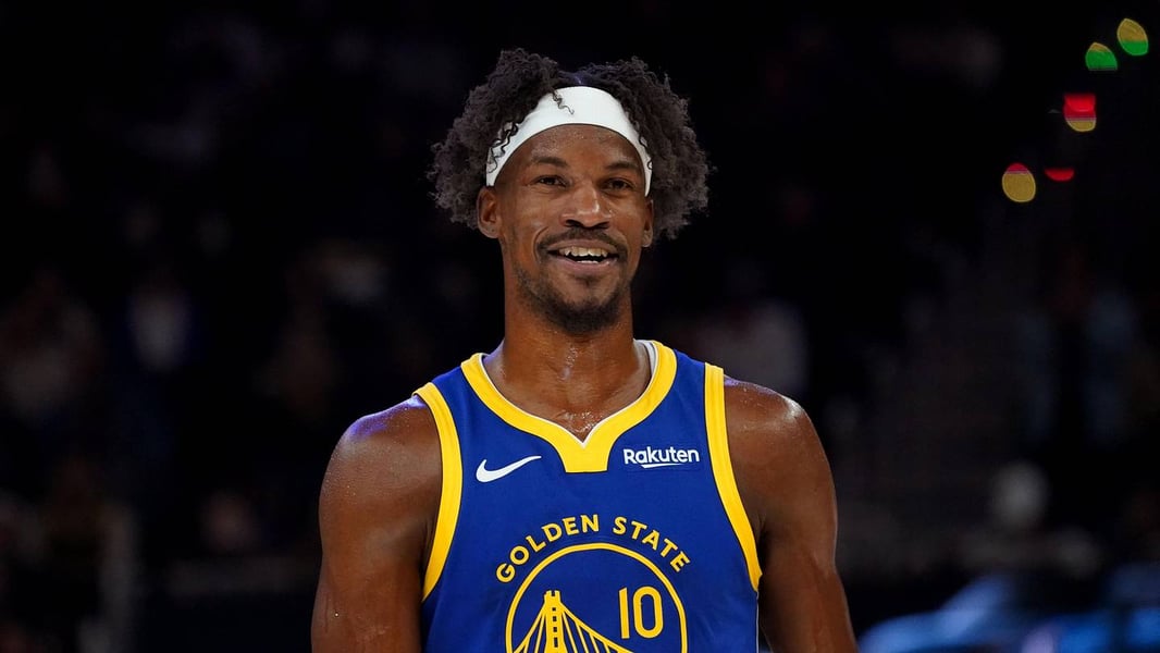 Jimmy Butler in Golden State Warriors uniform amid trade speculation 2026