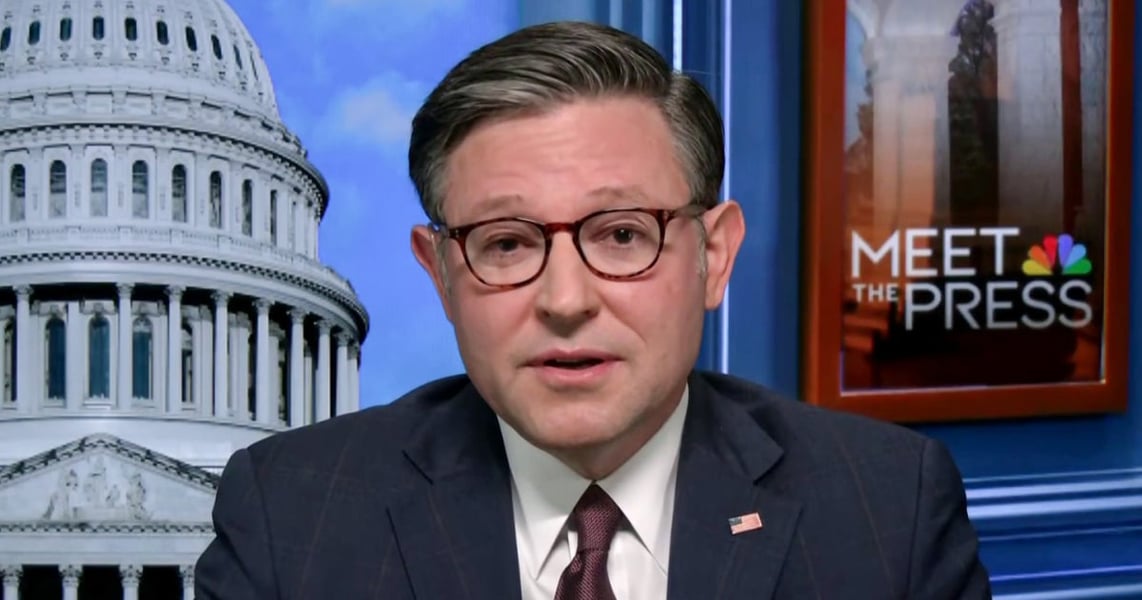 House Speaker Mike Johnson appearing on NBC's Meet the Press on September 13, 2026, to discuss Trump's proposed $5,000 dividend checks
