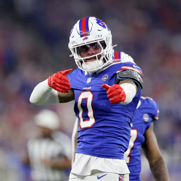 Josh Allen of the Buffalo Bills scrambles during the 41-31 win over the Detroit Lions at Highmark Stadium, September 17 2026