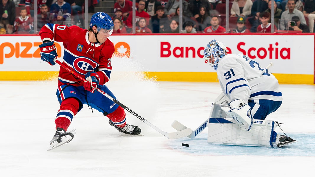 Juraj Slafkovsky, Montreal Canadiens winger and 2022 first-overall NHL draft pick, in action