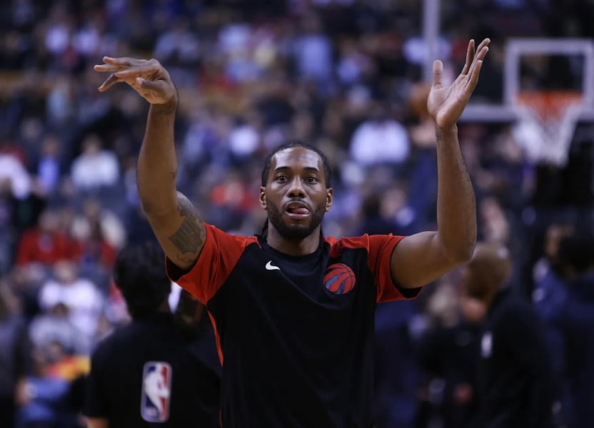 Kawhi Leonard celebrating his return to the Toronto Raptors after NBA trade approval in September 2026