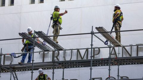 Kennedy Center for the Performing Arts facade in Washington DC amid Trump name inscription dispute