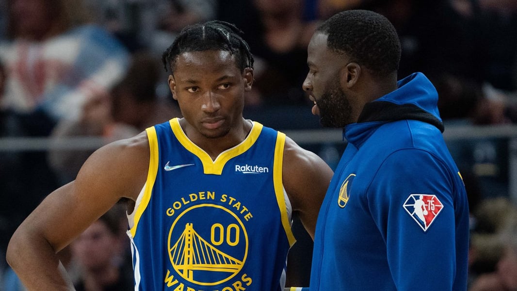 Jonathan Kuminga and Draymond Green as Golden State Warriors teammates