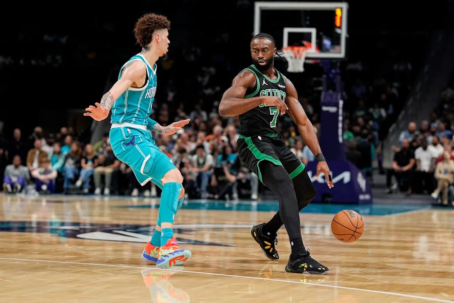 LaMelo Ball speaking on Ball in the Family podcast comparing Jaylen Brown to Larry Bird