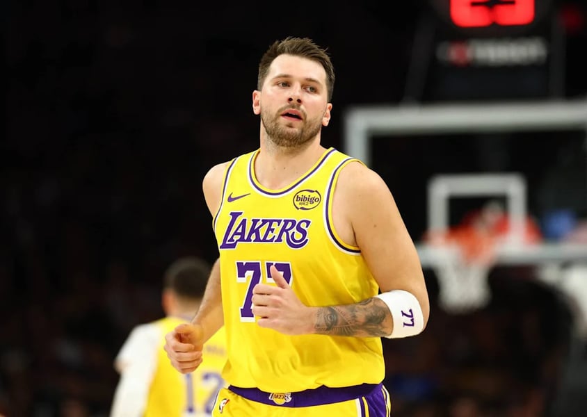 Luka Doncic at Los Angeles Lakers training camp 2026 after Slovenia minicamp