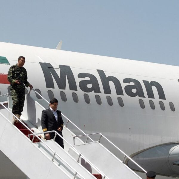 A Mahan Air aircraft on the tarmac as US sanctions ground Iranian airline routes to Turkey and Georgia