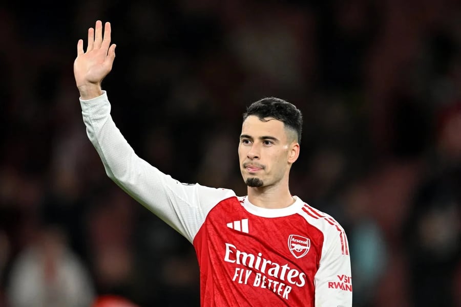 Gabriel Martinelli in Arsenal kit before his £60m transfer to Al Hilal in the Saudi Pro League