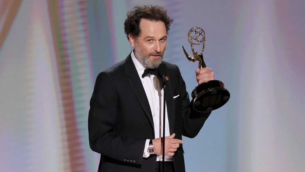 Matthew Rhys accepting his Emmy Award at the 78th Primetime Emmy Awards in Los Angeles