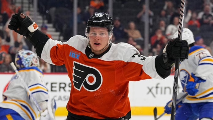 Matvei Michkov in action for the Philadelphia Flyers ahead of the CBA extension deadline