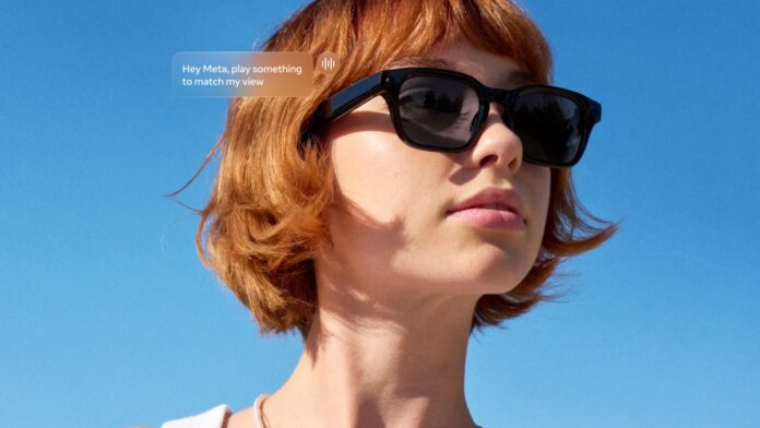 Meta AI Glasses Adventurer rectangular frame in black displayed against a clean background