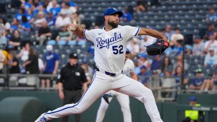 Michael Wacha pitching for the Kansas City Royals during his career-high 2026 season