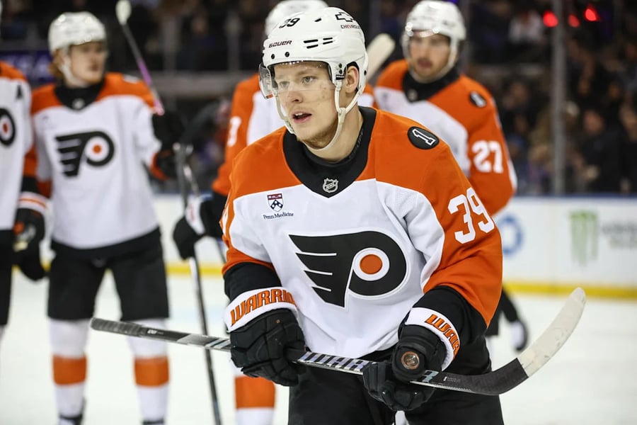 Matvei Michkov in action for the Philadelphia Flyers during the 2025-26 NHL season